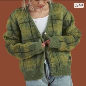 Plaid Green and Yellow Women's Sweater